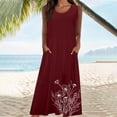 thumbnail image 5 of BiZtdJrK Red Cotton Linen Maxi Dress for Women Summer Boho Casual Beach Dresses Loose Comfy Sleeveless Long Dress with Pocket Vacation Outfits XL, 5 of 6