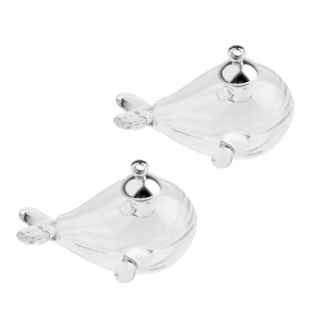 2 piezas Mini botellas de de ballena que cuelgan frascos de deseos Dijes Plata Zulema Colgante de encanto de botellas de deseo