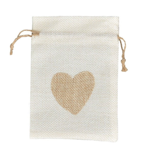 fheaev 25 Pcs Ensemble de Sacs en Lin Amour Boîte Cadeau de Mariage Emballage Rangement Bijoux