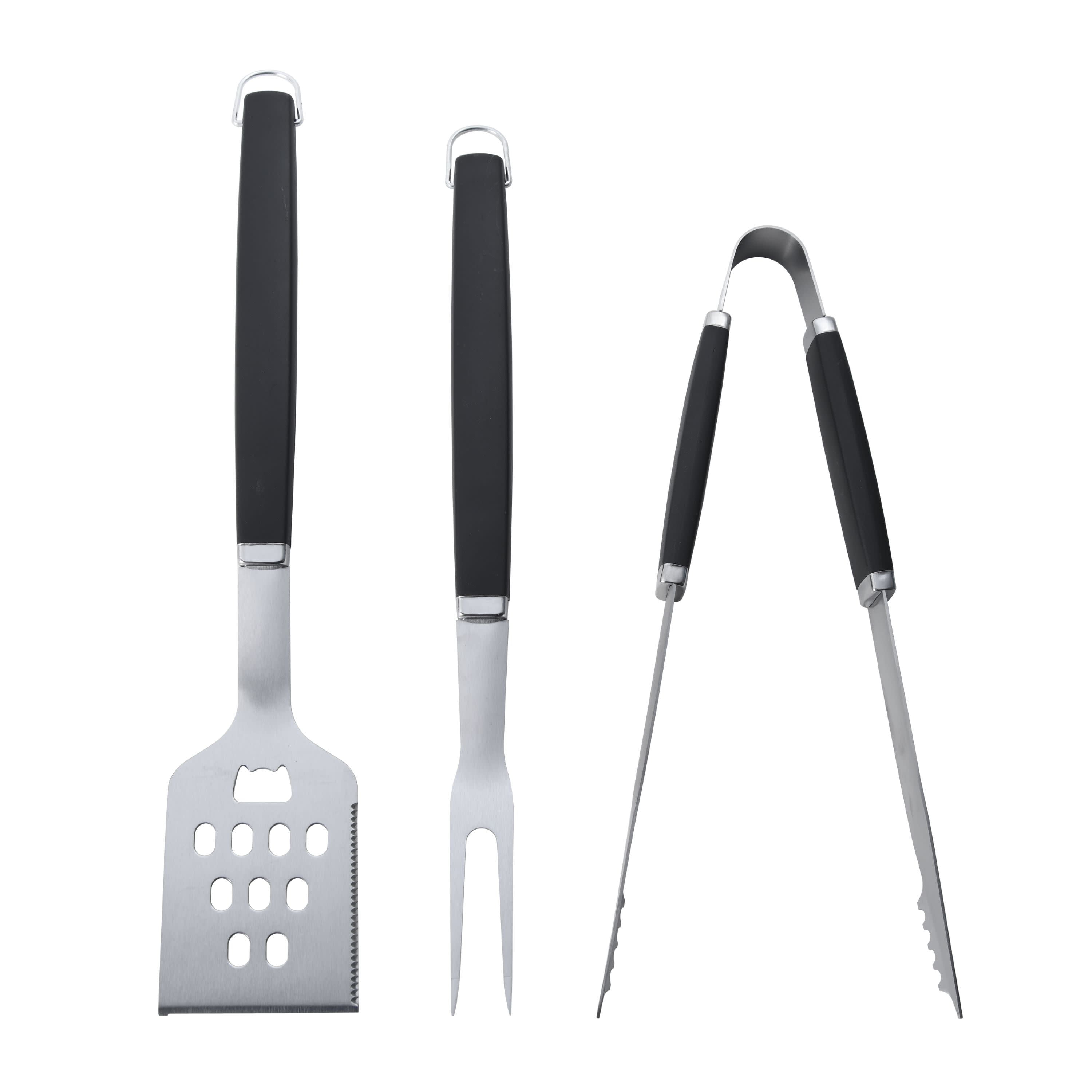 Stainless Steel Barbecue Tool Set Grill Three-piece Outdoor Fork Shovel 3Pcs New 