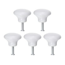 5pcs Durable Round Ceramic Kitchen Cupboard Cabinet Drawer Door Knobs Pull Handles - Size S (White)