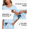 thumbnail image 6 of ANLIQI 100% Cotton Pajamas for Women Short Sleeve Sleepwear & Pants 2 Piece Pjs Loungewear Pj Set with Pocket S-XXL(Light Blue,M), 6 of 7