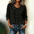thumbnail image 5 of VBVC Women's Peter Pan Collar Button Down Blouse , Ladies' Long Sleeve Babydoll Shirt , Casual Loose Fit Peplum Top For Women, Black , S-2XL, 5 of 6