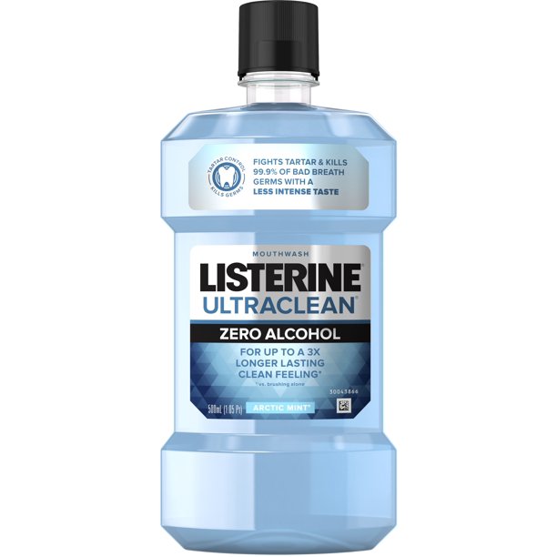Listerine Ultraclean Zero Alcohol Tartar Control Mouthwash, Arctic Mint