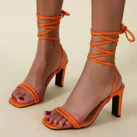 

TIANEK Solid Color Lacing Hight-Heeled Fashion Banquet Women Sandals Clearance Clearance