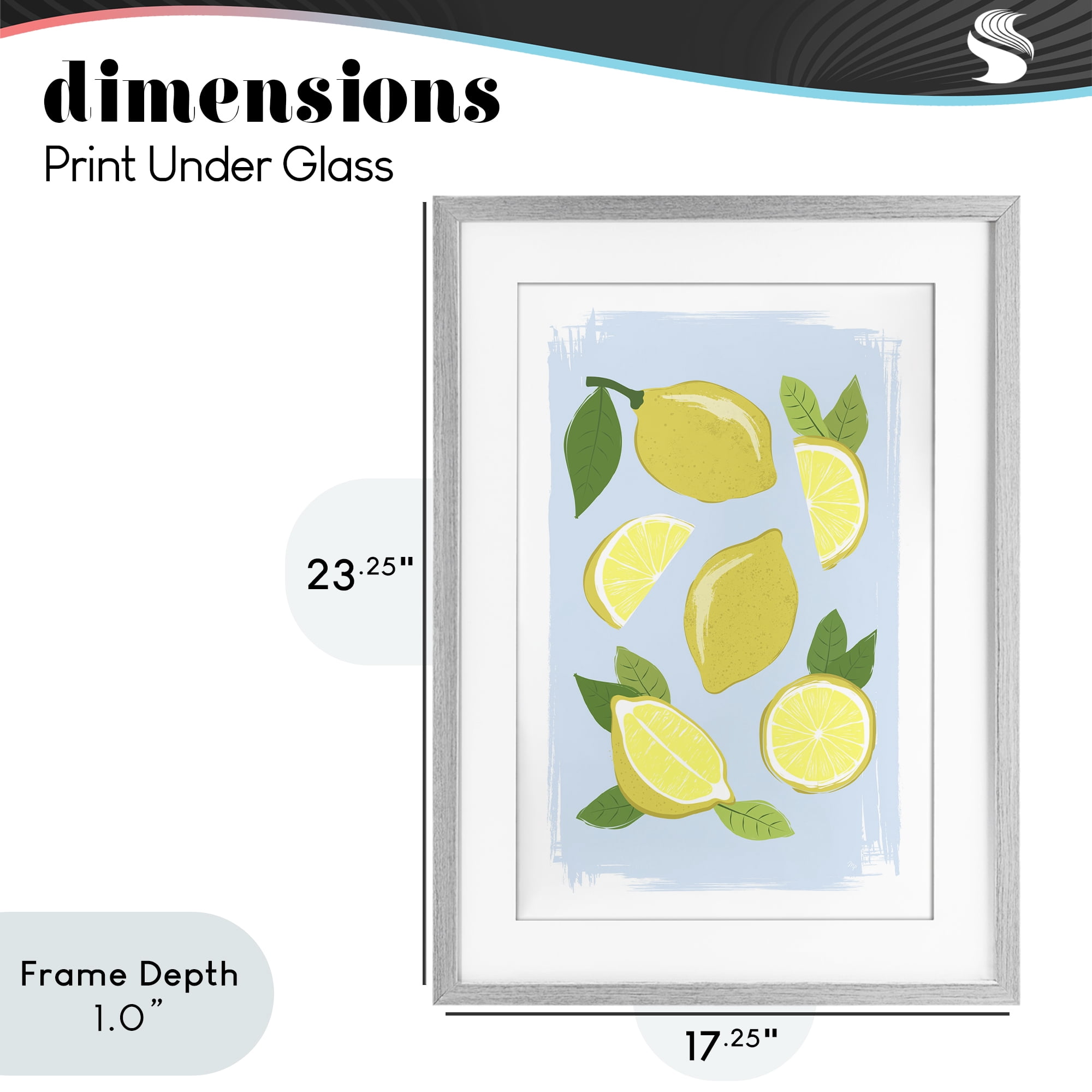 Stupell Industries Pastel Summer Lemons Gray Framed Print Under Glass, design by Martina Pavlova