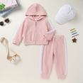 thumbnail image 4 of Tiny Cutey Toddler Girl Boy Hoodie Clothes Set Fall Long Sleeve Solid Baby Sweatsuit Outfits with Cap for 12-18 Months, 4 of 8