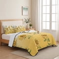 thumbnail image 5 of Twin Quilt Set 68''x86'', Sunflower Lightweight Summer Bedspread Coverlet Set with 2 Pillow Shams, Watercolor Yellow Flower Gradient Plant Breathable All Season Quilt Bedding for Dorm/Bedroom, 5 of 9