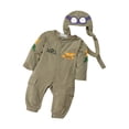 thumbnail image 4 of Disfraz de mono de avión para bebé niño pequeño con sombrero y gafas de manga larga verde 80, 4 of 9