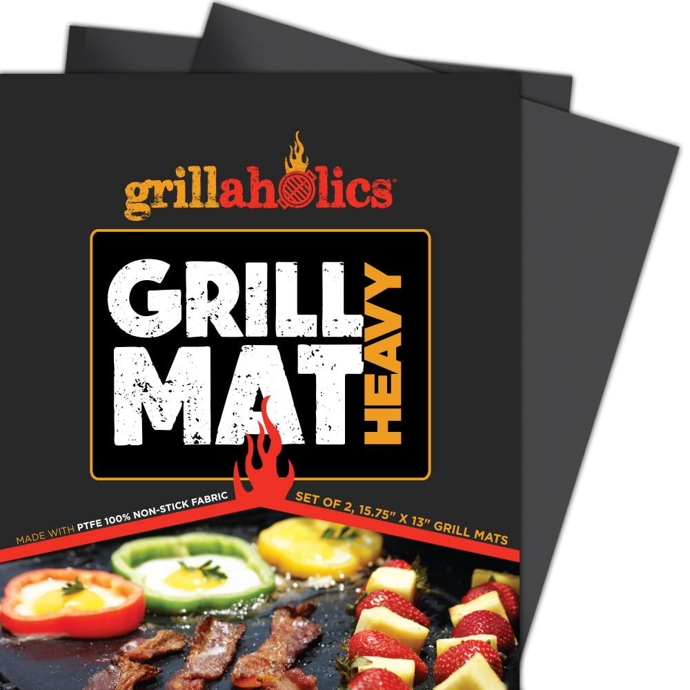 Grillaholics Heavy Duty Non Stick Grill Mats Rated up to 600 Degrees for Higher Heat Grilling!