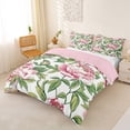thumbnail image 3 of Erosebridal Chic Pink Flower Duvet Cover Set for Girls, Green Leaves Bedding Full, Pink Reversible, 3pcs 1 Duvet Cover and 2 Pillowcases, No Comforter, 3 of 6