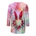 thumbnail image 4 of Xuyuer Happy Easter Family Matching Shirt Women Easter Sunday T-Shirt Leisure Print Round Neck Three Quarter Sleeve 3/4 Sleeve T-shirt Loose Cute Tie Dye Bunny Graphic Tee, 4 of 5