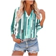 thumbnail image 2 of Womens V Neck T-Shirts Loose Fit Summer Fall Casual Tops 3/4 Length Sleeve Graphic Tee Plus Size Tshirts (M, Green), 2 of 7