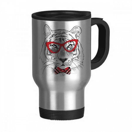 

Glasses Tiger Handsome Animal Travel Mug Flip Lid Stainless Steel Cup Car Tumbler Thermos