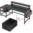thumbnail image 2 of JJUN 57" Computer Desk with Drawers and Printer Space,Office Desk with Power Outlets,Home Office Desks with File Drawers Cabinet,Study Writing and Gaming Desk with Shelves Monitor Stand,Black, 2 of 18
