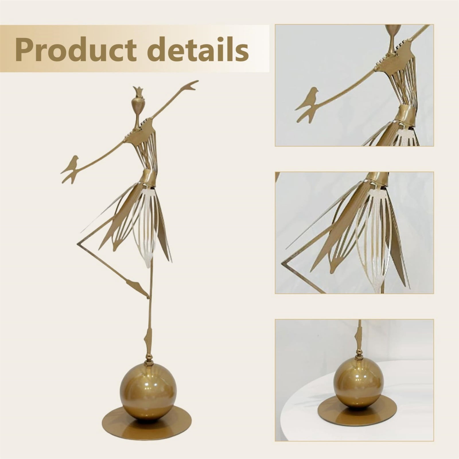 LYINGF Vintage Metal Dancing Girl Garden Statue, Classical Art Ornament for Outdoor Garden Yard Patio Decoration, Fade Resistant Metal Statue for Terrace Lawn, Retro Dancing Girl Sculpture