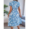 thumbnail image 6 of Women'S Summer V Neck Cap Sleeve Floral Sundresses Flowy Summer Dresses for Women Light Blue M, 6 of 10