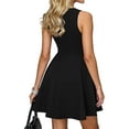 thumbnail image 4 of CIENVNSTG Short Sleeve Mini Dress for Women 2025 Fall Crewneck Knit Pleated A Line Soft Casual Short Party Dresses Black L, 4 of 4