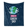 thumbnail image 1 of Earth Day Soft Flannel Fleece Throw Blanket, Smiling Globe Environmental Message April 22 Starry Night Sky, Cozy Plush for Indoor and Outdoor Use, 60" x 80", Night Blue and Multicolor, by Ambesonne, 1 of 5