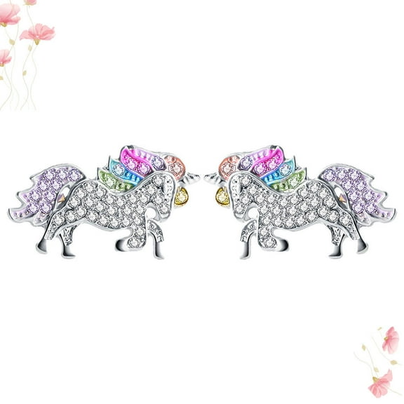 MLINS 1 Pair Colorful Unicorn Earrings Stylish Ear Ear Accessories Casual Jewelry Birthday Gift Party Ear Ornament for Women Ladies