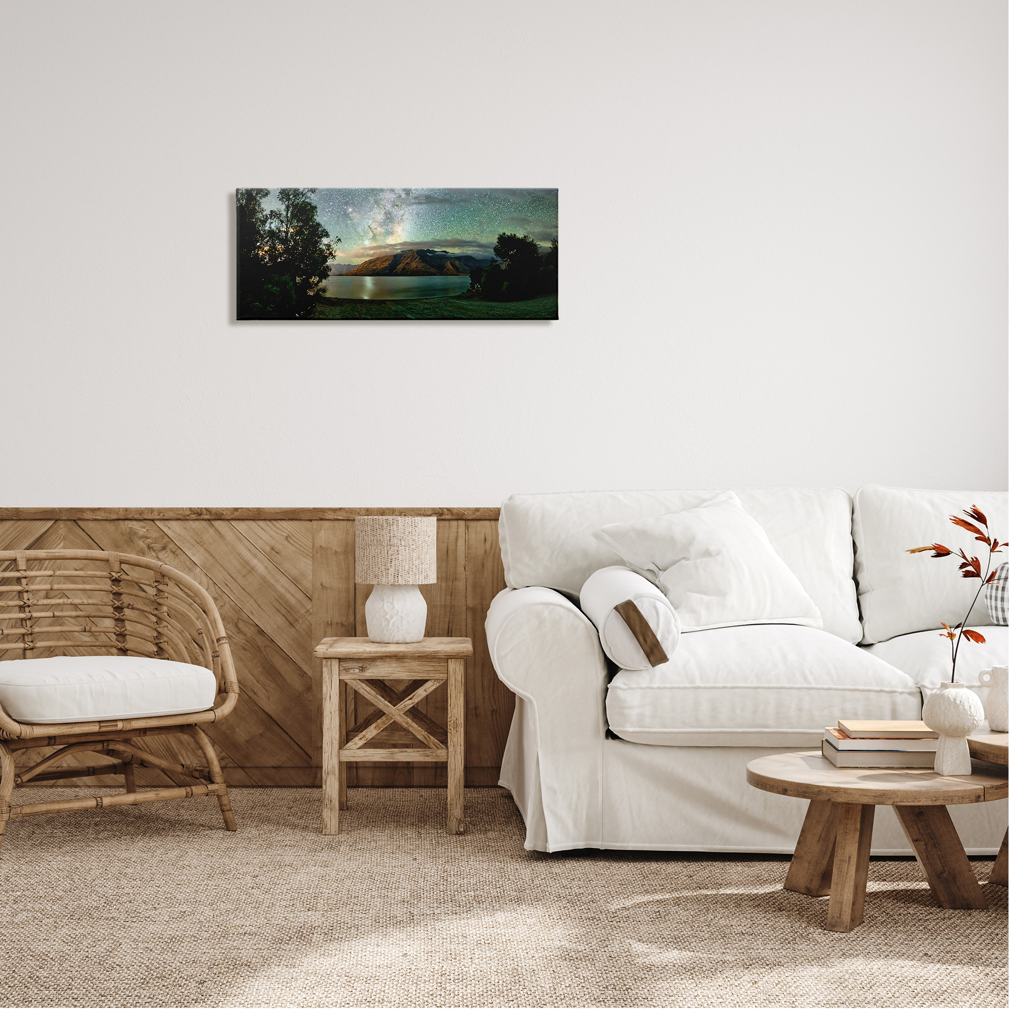 Stupell Industries Starry Night Sky Landscape Nature Photography Gallery Wrapped Canvas Print Wall Art, 30 x 13