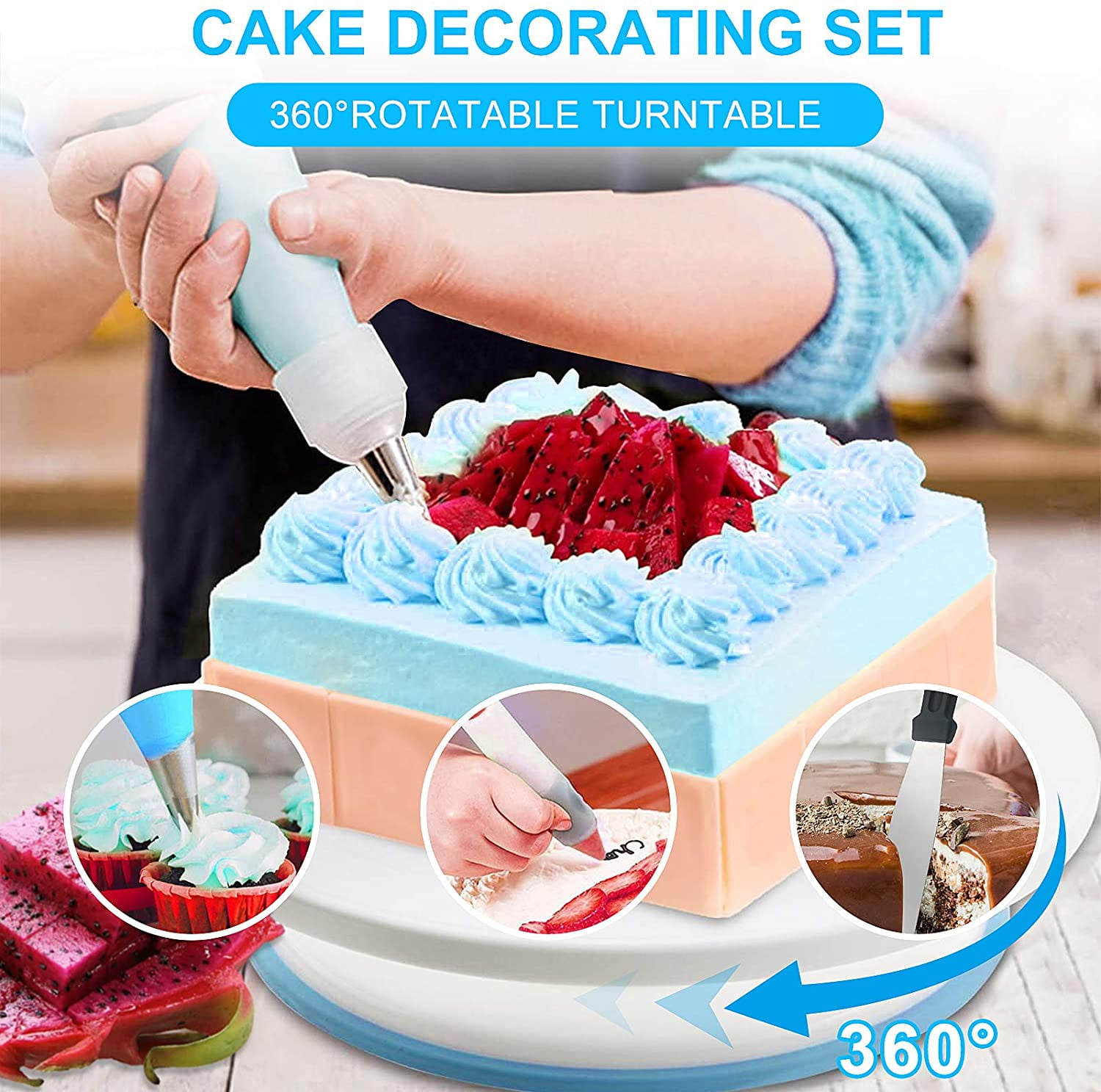 HANKANG 6 Pcs Cake Stand Set Cake Decorating Supplies 11 Inch Rotating Cake  T... | eBay