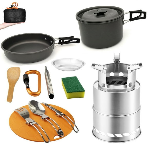 Coofit Cookware Mess Kit Stainless Steel Camping Stove Camping Utensils for 1-2 Persons
