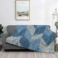 thumbnail image 2 of Yiaed Cozy Knitted Blue Chevron Print Blanket Throw Blanket Soft Cozy Flannel Blanket for Home Bed Sofa Couch Chair-60"x50", 2 of 6