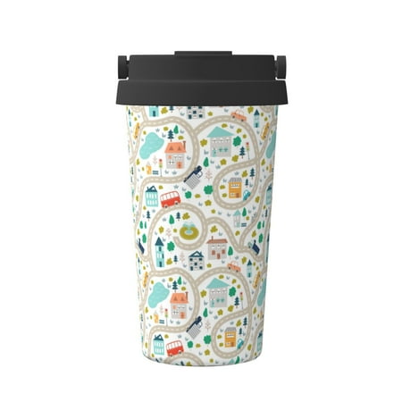 

Goofa Hand Drawn Cars Trucks Buses And Roads for Insulated Travel Coffee Mug Spill Proof Leak Proof 16 OZCoffee Tumbler Reusable Coffee Cups with Lids Thermos for Hot and Cold Drink