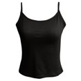 thumbnail image 4 of MIXUE Tank Top for Women Summer Solid Color Square Neck Spaghetti Strap Double Lined Sleeveless Crop Sexy Camisole Vest Holiday Wear,Black,XXL, 4 of 5