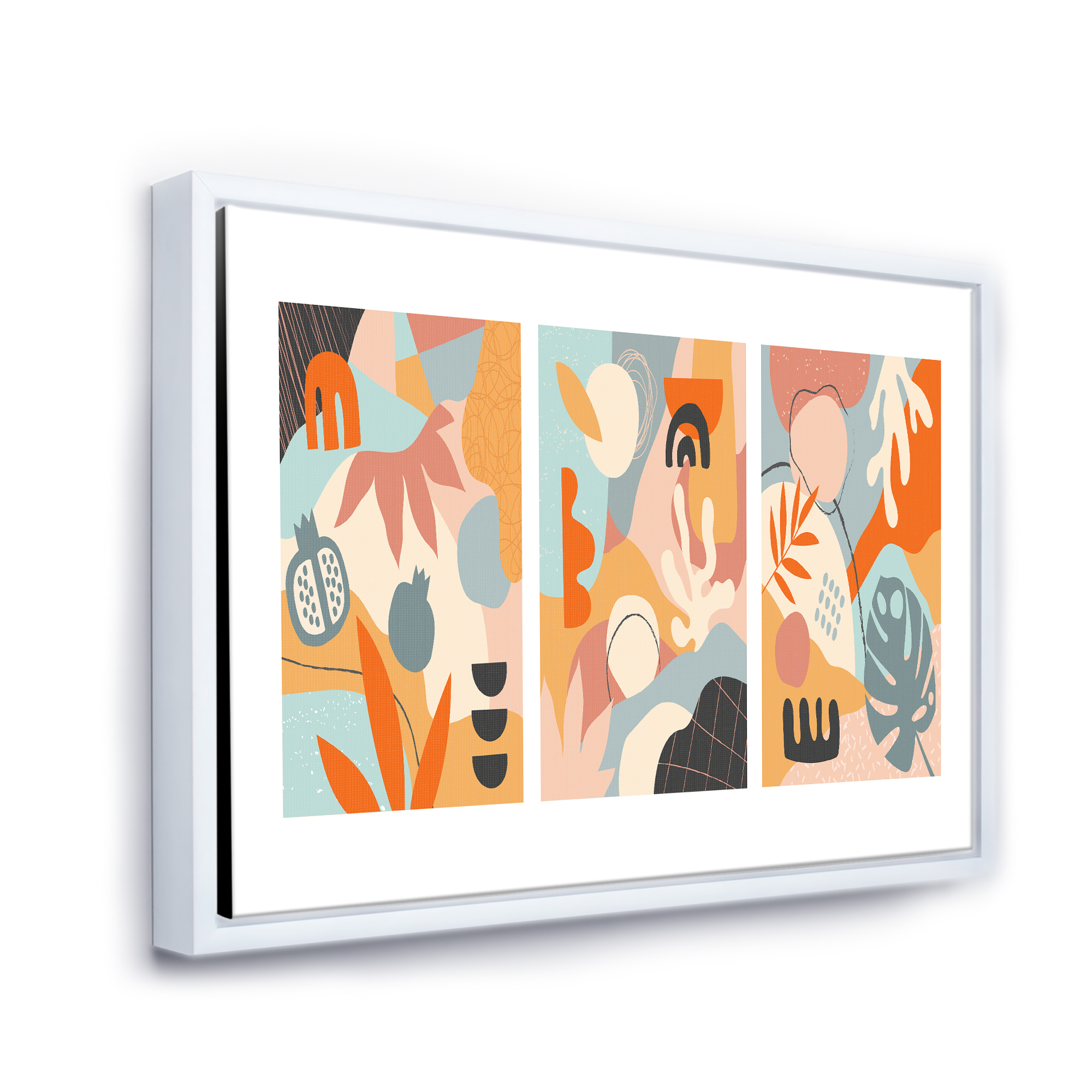 Designart 'Compostion Minimalistic of Organic Shapes VII' Modern Framed Canvas Wall Art Print