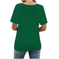 thumbnail image 5 of Women's Casual Loose Fit Round Neck Short Sleeve T-Shirt Tee Top Solid Color Breathable Cotton Summer Fashion | CSEONE,Army Green L, 5 of 9