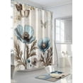 thumbnail image 3 of Shower Curtains Blur Flowers Brown Leaves Bath Curtain Vintage Floral Butterfly Waterproof Bathroom Shower Curtain Set with Hooks Decoration 36 x 72 Inches, 3 of 7