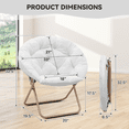 thumbnail image 2 of Magshion Set of 2 Saucer Chair Soft Faux Fur Folding Accent Chair, Lounge Lazy Chair Moon Chair Seat with Metal Frame for Bedroom Living Room, White, 2 of 10