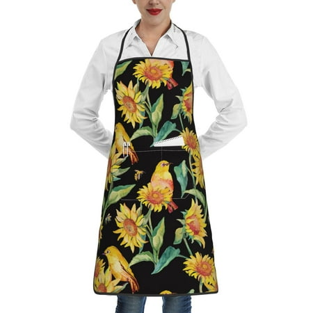 

Sikiie Sunflowers And Bird Aprons for Kitchen Cooking Aprons Chef Apron for Men Women Chef