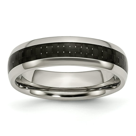 Chisel Titanium Polished with Black Carbon Fiber Inlay 6mm Band