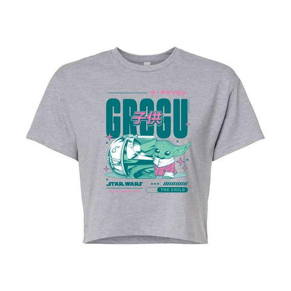 Star Wars - The Mandalorian Grogu Manga  - Juniors Cropped Short Sleeve Graphic T-Shirt