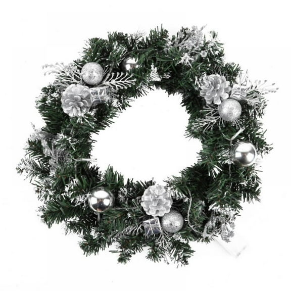 Novobey Christmas Wreath with LED Lights,Christmas Decorations,Battery Powered Xmas Door Wreath,Artificial Hanging Garland for Xmas Indoor Outdoor Decoration,Christmas Party Decoration