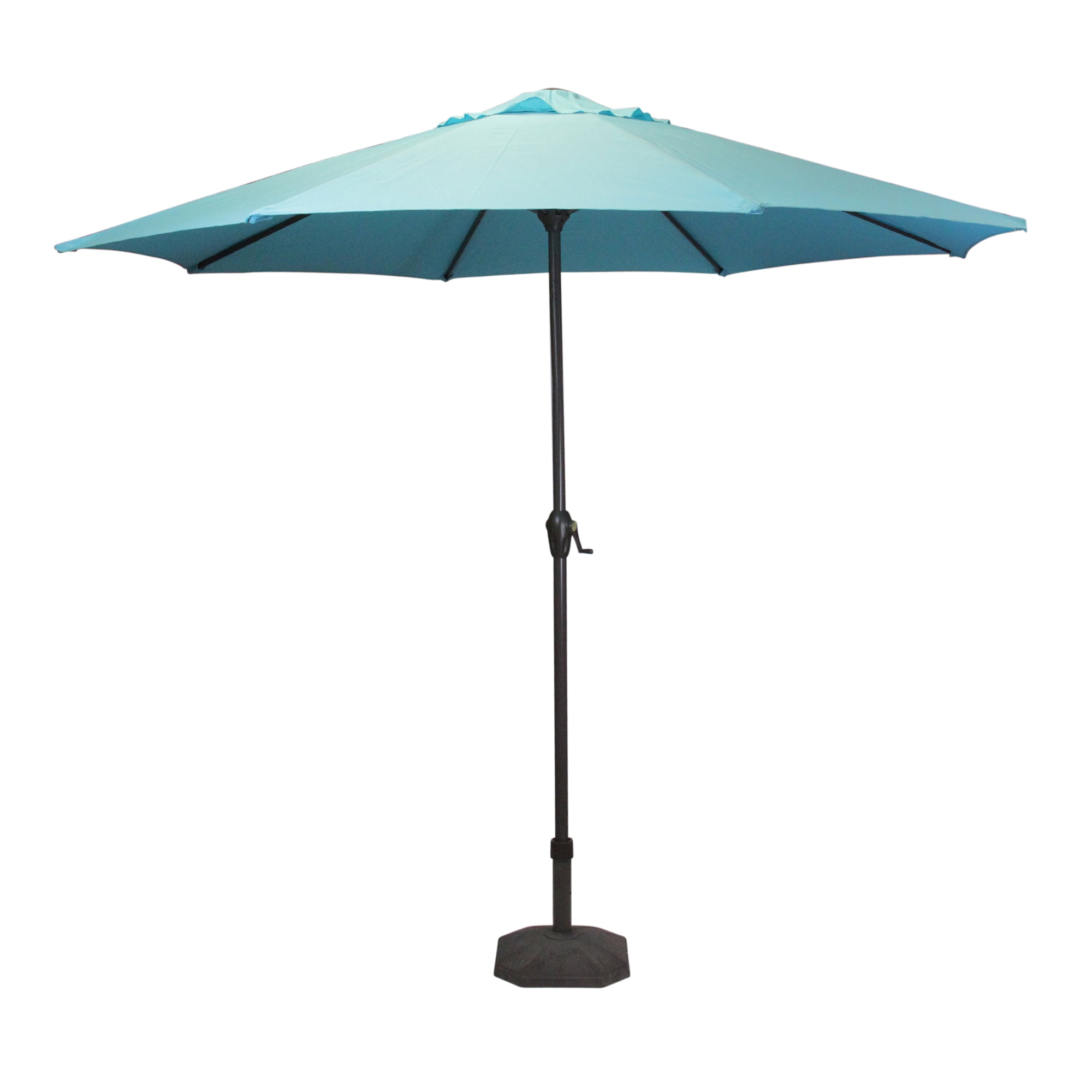 9ft Outdoor Patio Market Umbrella With Hand Crank And Tilt Turquoise Blue Walmart Canada