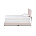 thumbnail image 2 of Benjen Glam Light Pink Velvet Fabric Upholstered Twin Size Panel Bed, 2 of 5