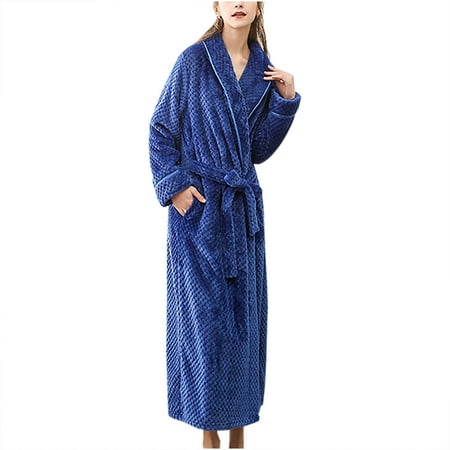 

Long Robes for Women Winter Fleece Warm Couple Bathrobe Nightgown Fluffy Super Soft Sleepwear Cozy Shower Spa Robe Ladies Clothes
