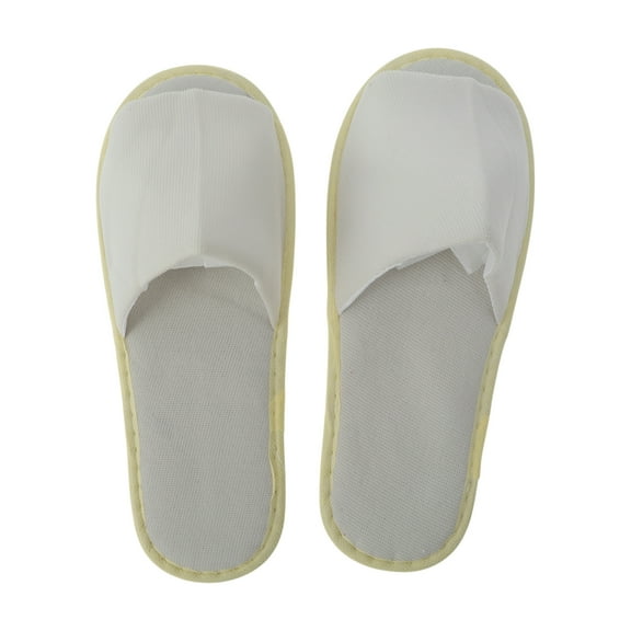 Unique Bargains 1Pair Disposable Slippers Foldable Open Toe Anti-slip Hotel Slippers Beige