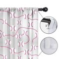 thumbnail image 4 of Gray Pink Baseball Stitches Pattern Insulated Teens Curtains Set Of 2, Bedroom Essentials, Toddler Room Decor 52"x84", 4 of 5