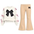 thumbnail image 3 of Stamzod Girls Fashion 2 Piece Outfits Cute Printed Long Sleeve Tops Flared Pants Sets Girl Clothes With Bowknot, 3 of 8