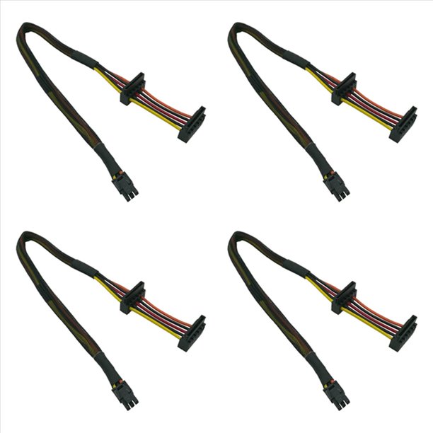 4X HDD Cable de Alimentación de Ángulo Recto de 15 Pines X2 A Mini Adaptador ATX de 6 Pines para 3653 Compatible con 3650 Serie