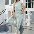 thumbnail image 2 of Kmdttou Womens Sweatshirt for Women's Sleeveless Loose Overalls Rompers Linen Wide Leg Jumpsuits on Clearance!, 2 of 5