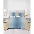 thumbnail image 3 of Quilts Full Size, Light Blue Khaki Ombre Soft Comforter Bedding Set for Bed, Modern Abstract Art Gradient Lightweight Quilted Bedspread with Pillow Cover(2 Pieces) for All Season, 78x90 Inch, 3 of 6