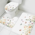 thumbnail image 3 of Spring Floral Bath Mat 3 Piece Bathroom Rug Set, Butterfly Summer Botanical Watercolor Non Slip Bath Rug Contour Mat and Toilet Lid Cover, Absorbent Shower Mats Soft Bath Rugs and Mats Sets, 3 of 8