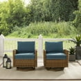 thumbnail image 2 of Outdoor Swivel Rocker Chair Set - 2 Navy Wicker Patio Chairs - Modern Design, 2 of 5