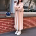 thumbnail image 6 of Women'S Loose V-Neck Long-Sleeved Knitted Cardigan Fall Winter over-Knee Length Lazy Style Coat Pink One size, 6 of 7